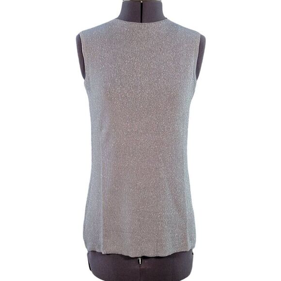 Iman Gray Metallic Sleeveless Blouse Sz S - Picture 1 of 10